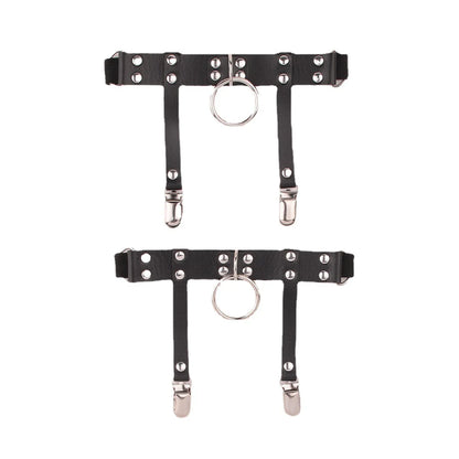 Circle Punk Metal Leather Leg Garter