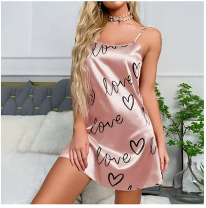 Sexy Black Floral Silk Nightdress