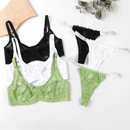 Plus Size Seamless Lace Bra & Brief Set