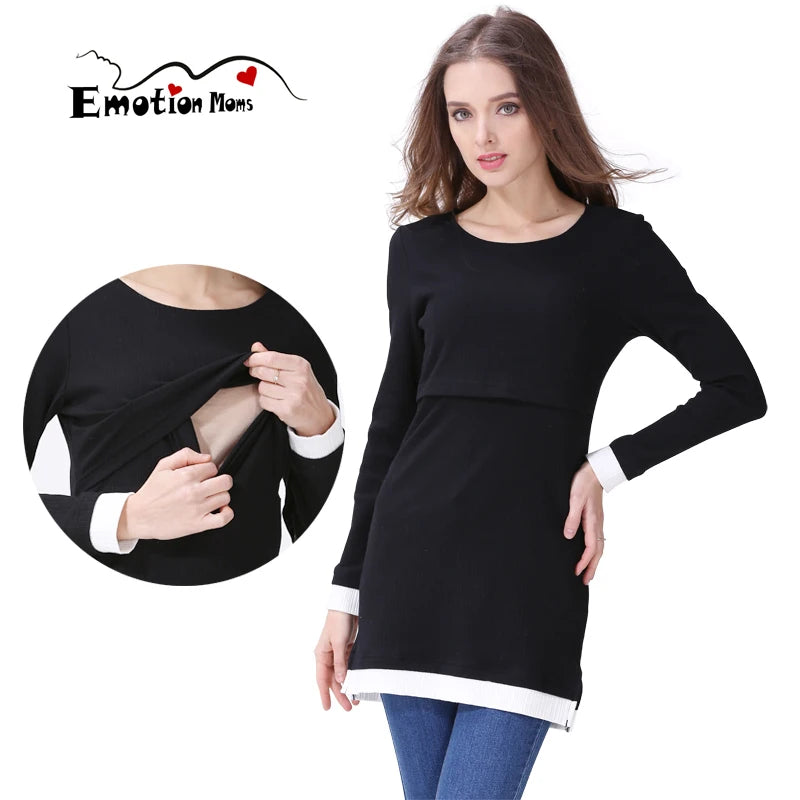 High Collar Long Sleeve Nursing Top