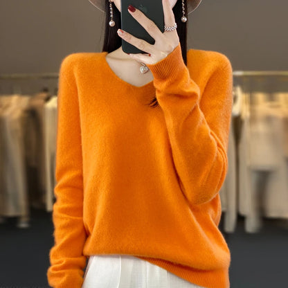 Women’s Merino Wool V-Neck Sweater