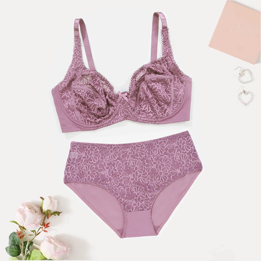 Plus Size Breathable Lace Lingerie Set