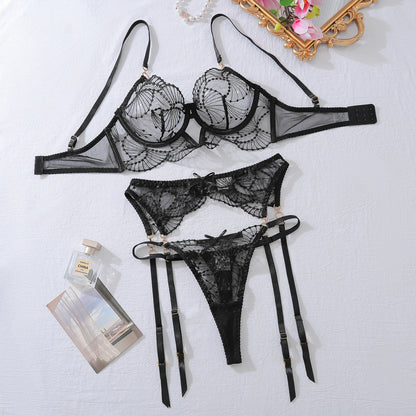 Embroidered See-Through Lingerie Set