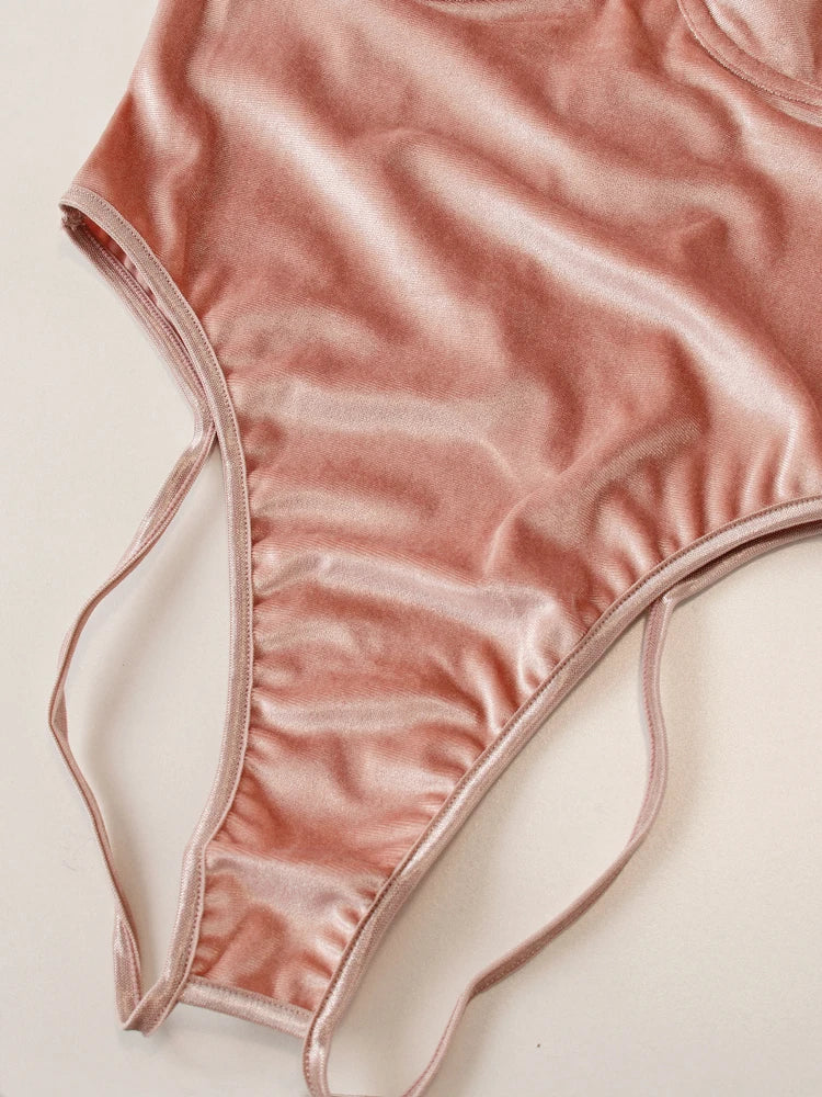 Sexy Velvet Halter Lingerie Set