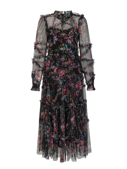 Elegant Lace Floral Prom Dress