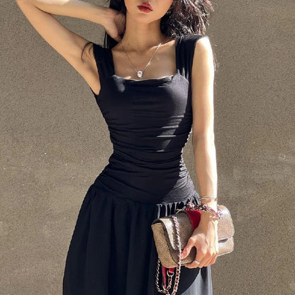 Elegant Ruched Slip Maxi Dress
