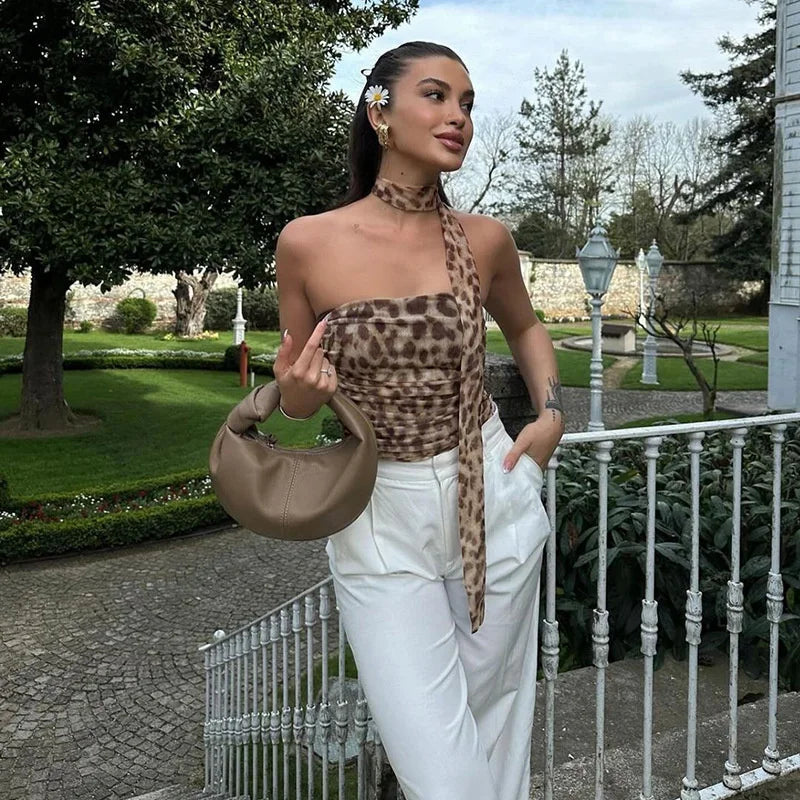 Women’s Leopard Print Tulle Tank Top