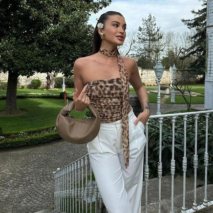 Women’s Leopard Print Tulle Tank Top