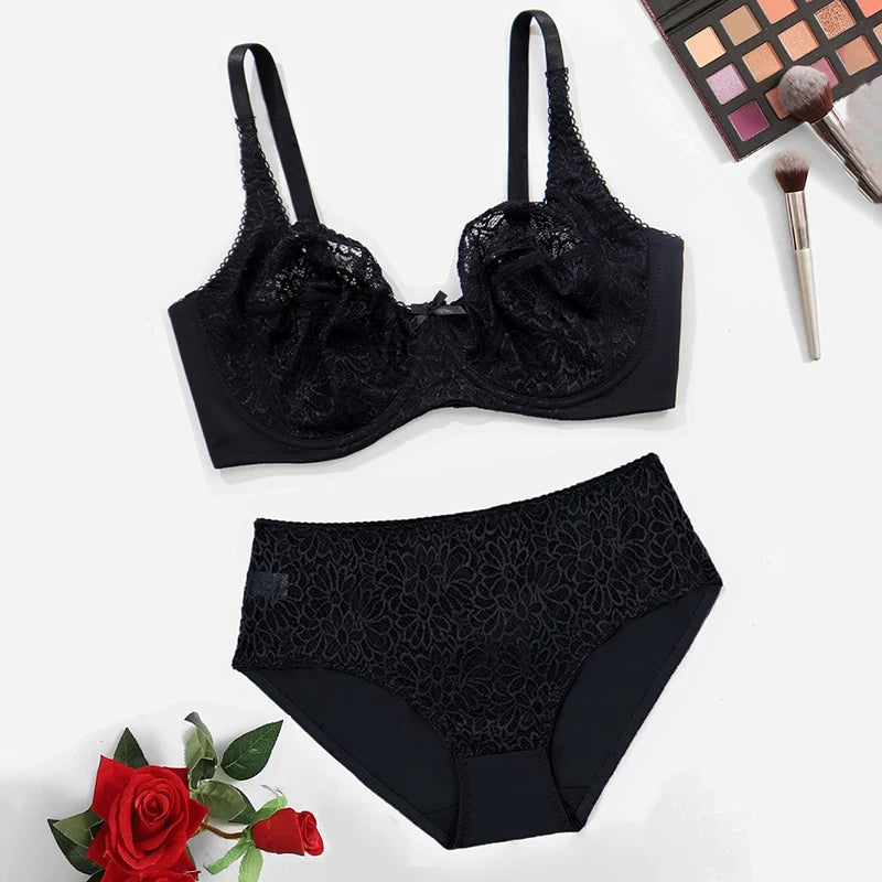 Plus Size Breathable Lace Lingerie Set