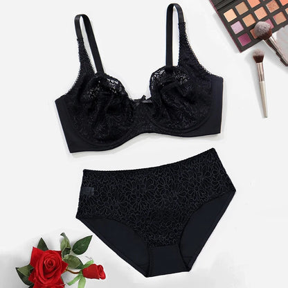 Plus Size Breathable Lace Lingerie Set