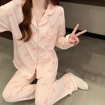 Striped Maternity Cardigan Pajama Set
