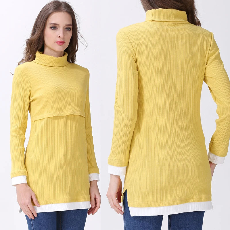 High Collar Long Sleeve Nursing Top