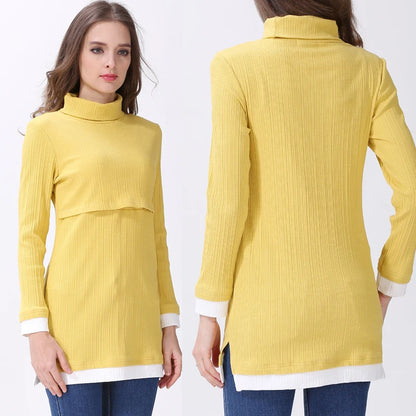 High Collar Long Sleeve Nursing Top