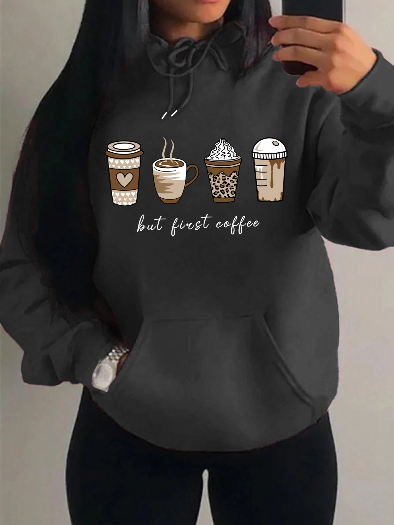 But First Coffee Pattern Hoodie