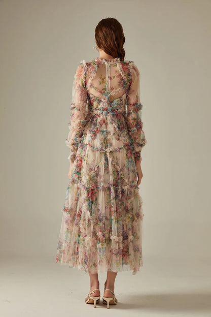 Elegant Lace Floral Prom Dress