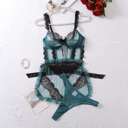 Sexy Strapless Lace Corset Two-Piece Set