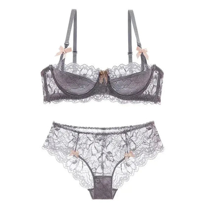 Rabbit Ear AB Cup French Lace Bra Set