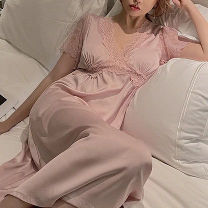 Summer Satin Lace Nightdress with Bra
