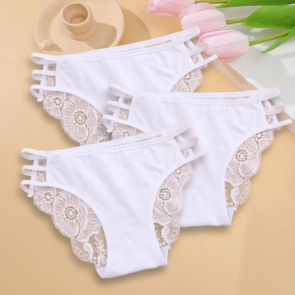 3PC Floral Lace Low-Rise Panty Set