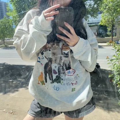 Milk Cat Graphic Sweatshirt Women