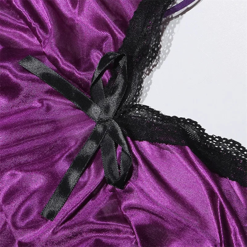 Plus Size Sexy Satin V-Neck Nightdress