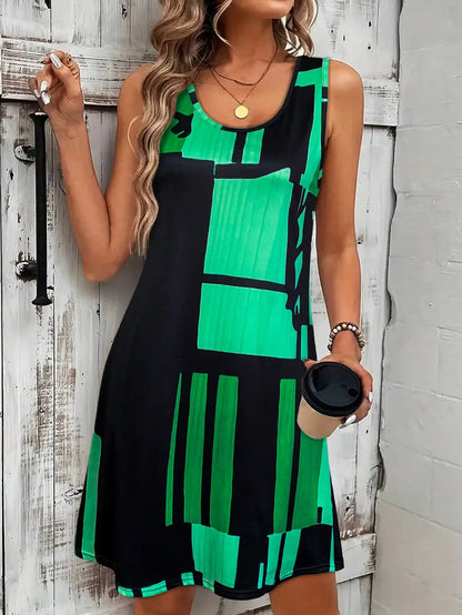 Women’s Boho Geometric Midi Dress