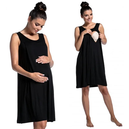 Solid Color Nursing Dress