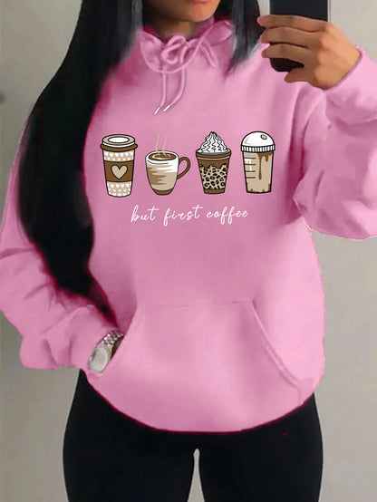 But First Coffee Pattern Hoodie