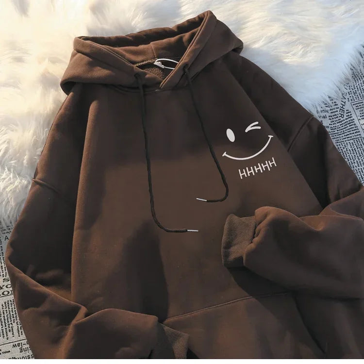 Women's Smiling Face Couple Hooded