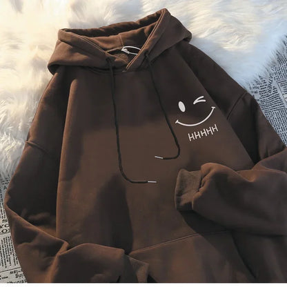 Women's Smiling Face Couple Hooded