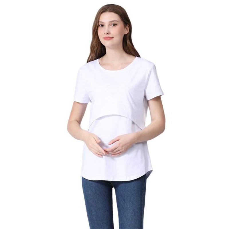 Plus Size Maternity Nursing T-Shirt Short