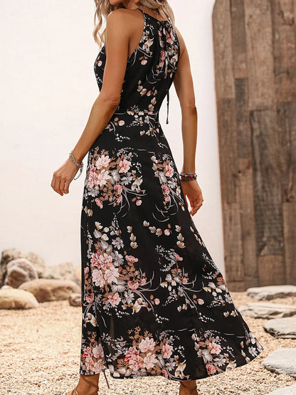 Women's Floral Halter Slit Dress