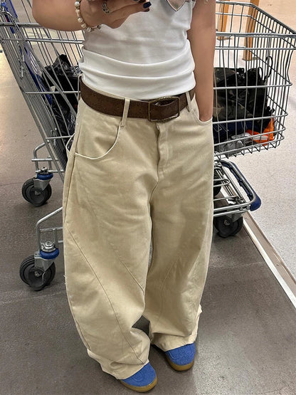 Khaki Vintage High Waist Leg Jeans