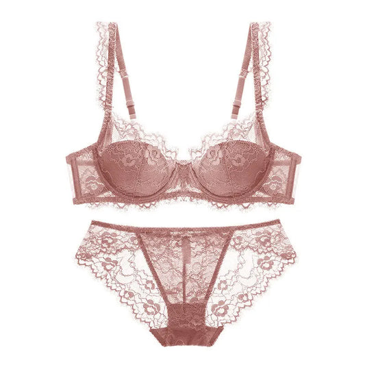 Elegant Thin Lace See-Through Lingerie Set