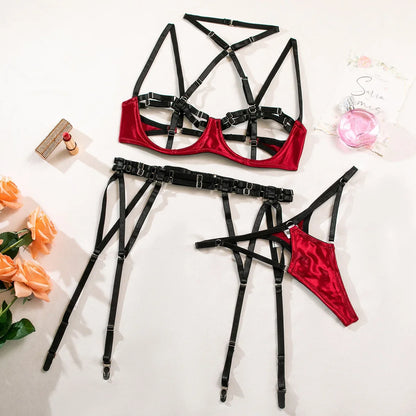 Sexy Leopard Print 3-Piece Lingerie Set