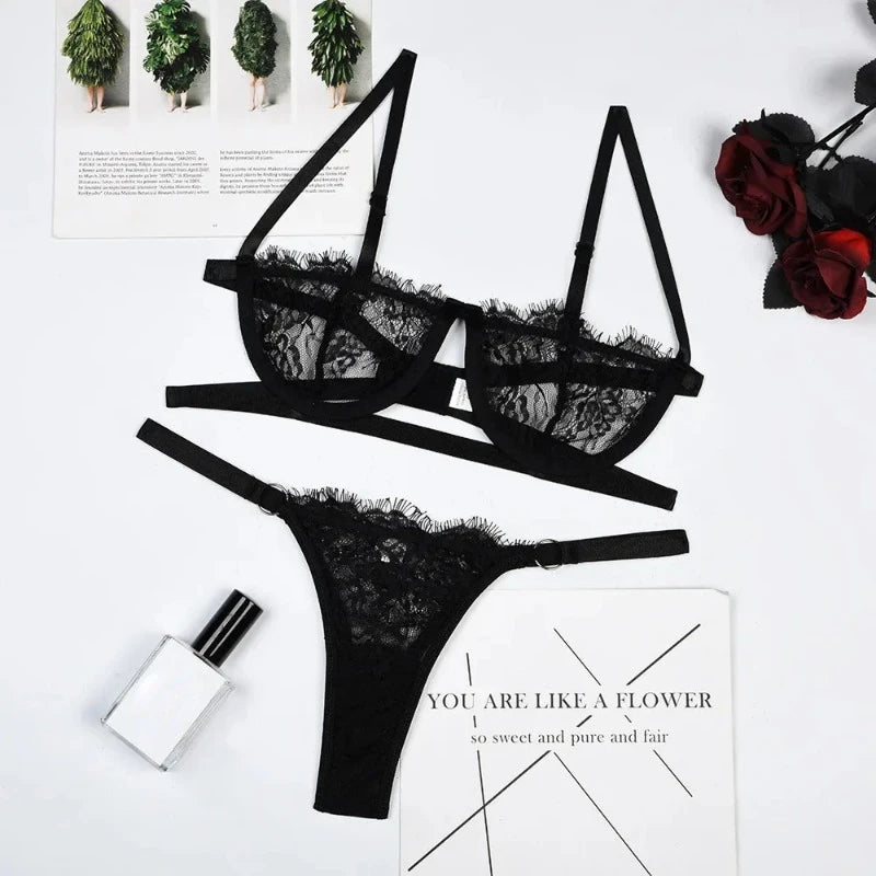 Lace Transparent Push-Up Lingerie Set