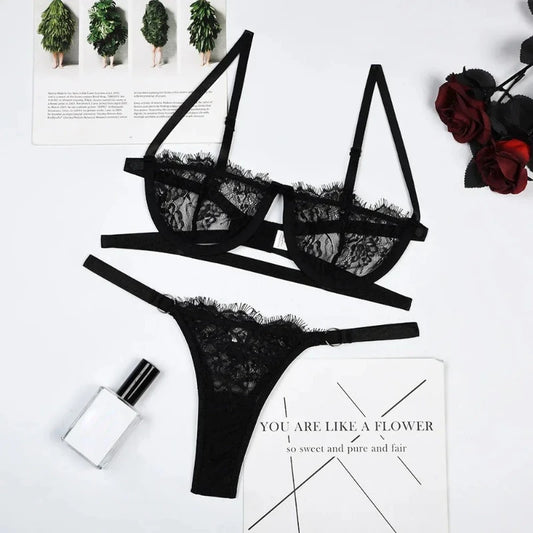 Lace Transparent Push-Up Lingerie Set