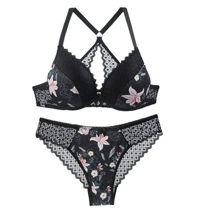 Sexy Y-Line Hollow Out Push-Up Bra Set