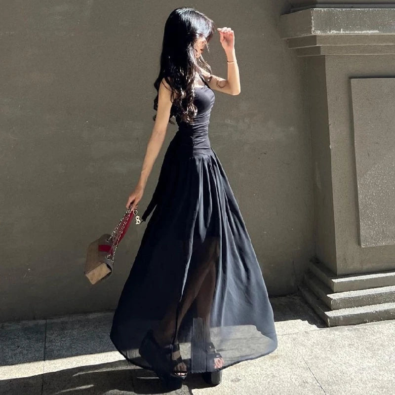 Elegant Ruched Slip Maxi Dress