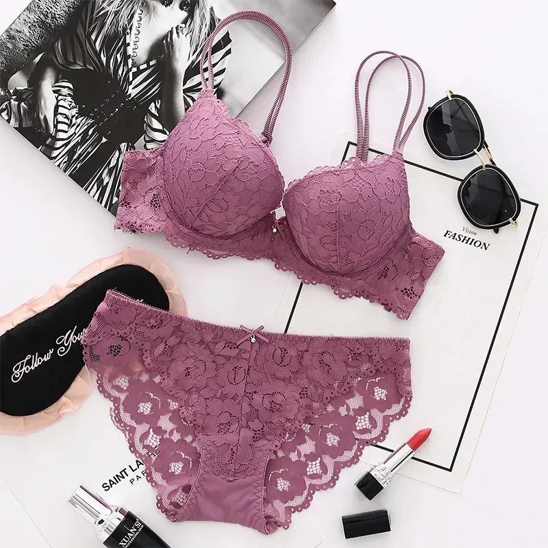 Japanese Style Lace Push-Up Bra Set