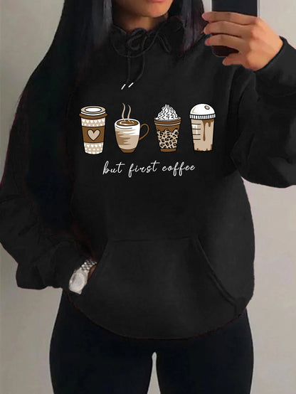 But First Coffee Pattern Hoodie