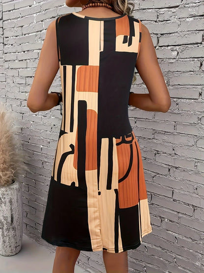 Women’s Boho Geometric Midi Dress