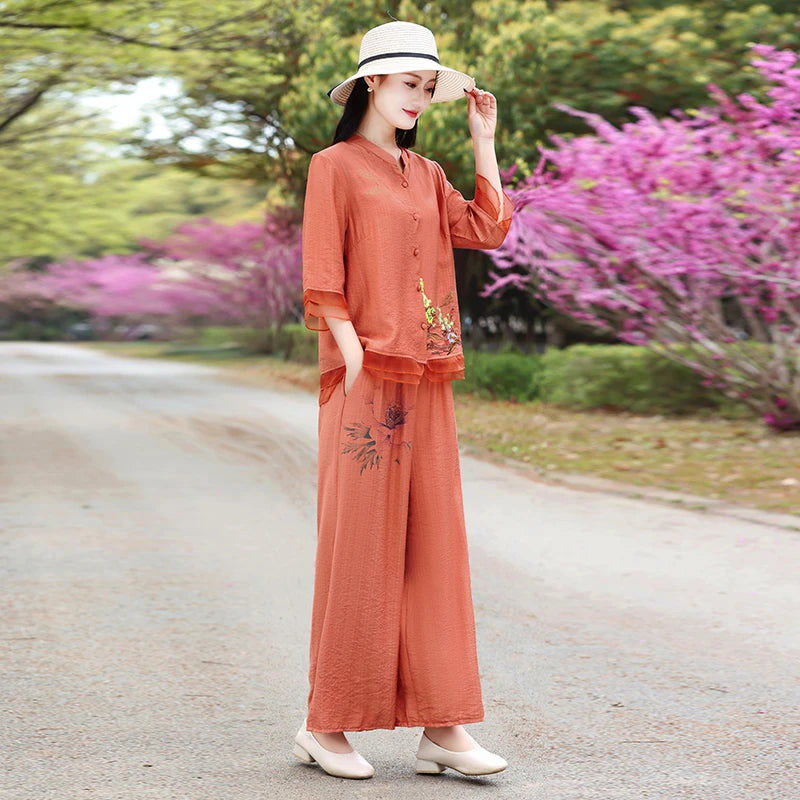 Women's Retro Cotton Hemp Jumpsuit