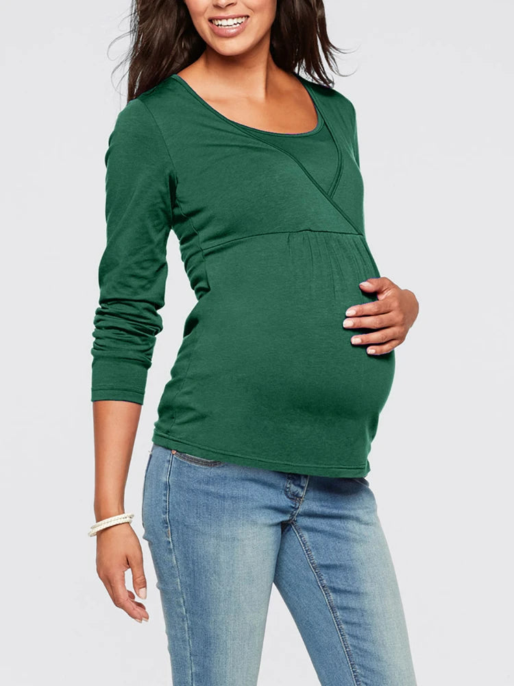 Elegant Elastic V-Neck Nursing Top