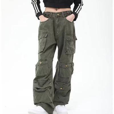 Plus Size Vintage Washed Cargo Jeans