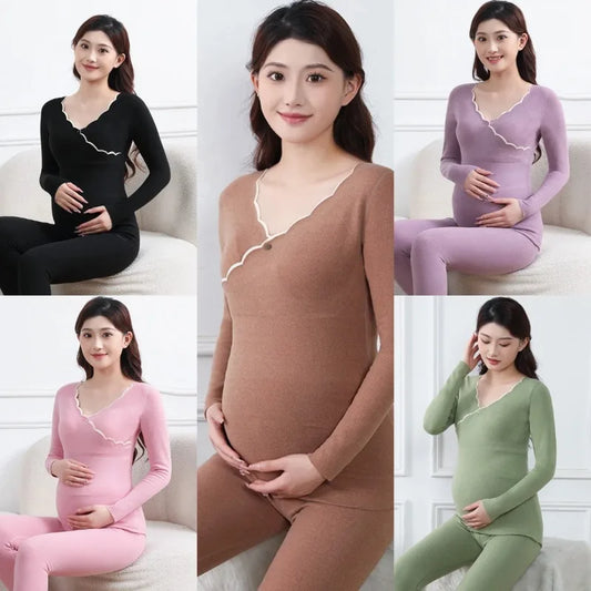 Warm Maternity Padded Nursing Pajama Set
