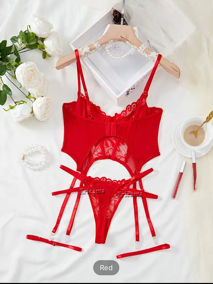Floral Lace Garter & Choker Set
