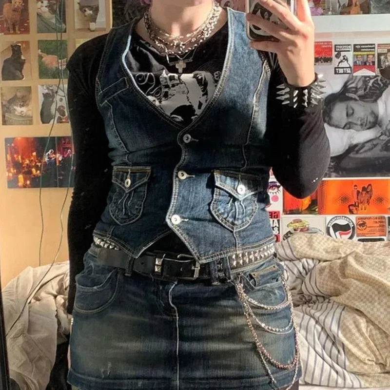 European Style Slim Denim Vest