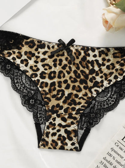 Leopard Print Lace Triangle Underwear Set