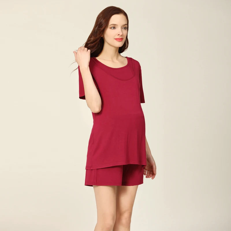 Plus Size Maternity Nursing Pajamas Set